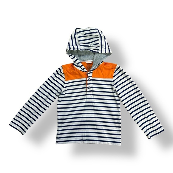 egg | Long Sleeve Striped Hoodie (4) 💙🧡 - Picture 1 of 4